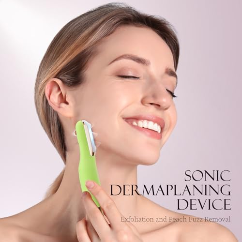 CEVEK Sonic Dermaplane Razor for Women Face, Dermaplaning Tool for Face, Facial Hair Removal for Women, Sonic Edge Technology, Peach Fuzz with 16 Replaceable Blades(Green) : Beauty & Personal Care