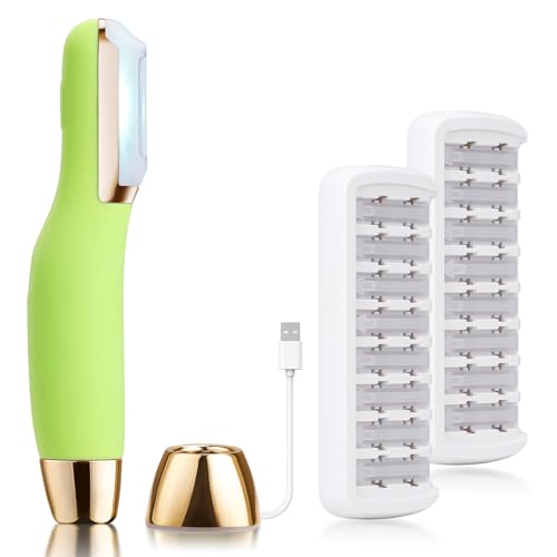 CEVEK Sonic Dermaplane Razor for Women Face, Dermaplaning Tool for Face, Facial Hair Removal for Women, Sonic Edge Technology, Peach Fuzz with 16 Replaceable Blades(Green) : Beauty & Personal Care